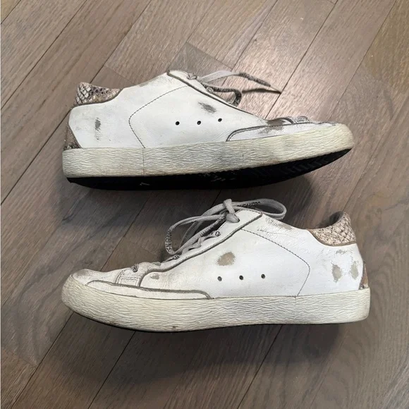 Golden Goose Authentic White Superstar Sneakers with Glitter Star Size 37 (US 7) - Picture 6 of 11
